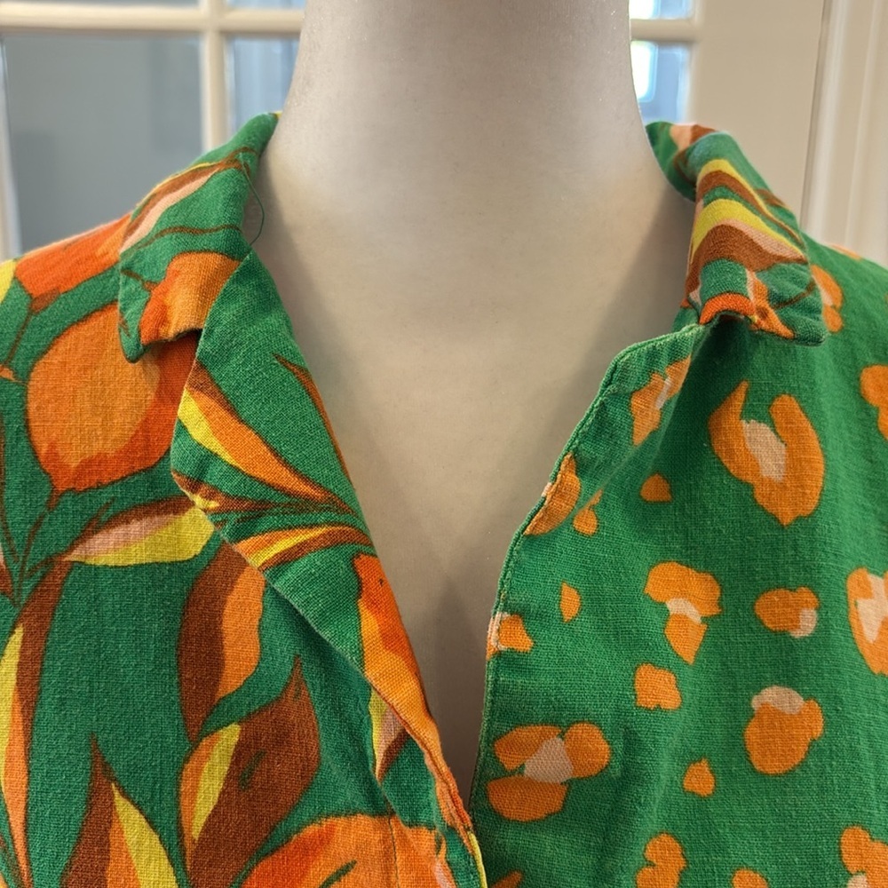 Tabitha Brown for Target Tropical Leopard Print Linen Blend Shirt. Size M - Picture 2 of 8